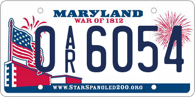 MD license plate 0AR6054