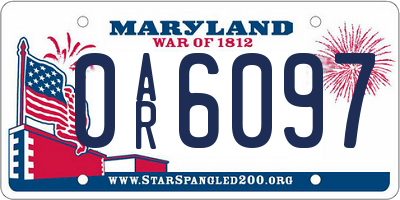 MD license plate 0AR6097