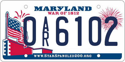 MD license plate 0AR6102