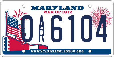 MD license plate 0AR6104