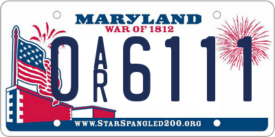 MD license plate 0AR6111