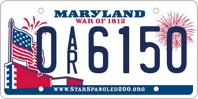 MD license plate 0AR6150