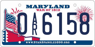 MD license plate 0AR6158