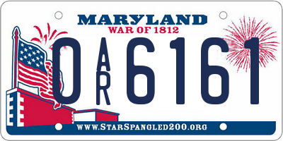 MD license plate 0AR6161