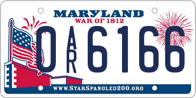 MD license plate 0AR6166