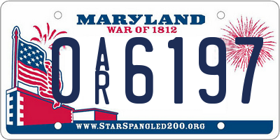 MD license plate 0AR6197