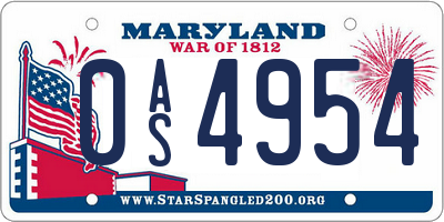 MD license plate 0AS4954