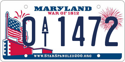 MD license plate 0AT1472