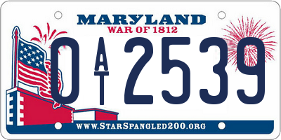 MD license plate 0AT2539