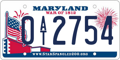 MD license plate 0AT2754