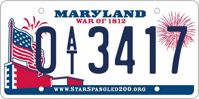MD license plate 0AT3417