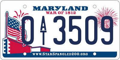 MD license plate 0AT3509