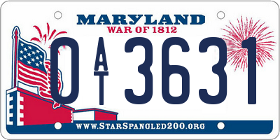 MD license plate 0AT3631