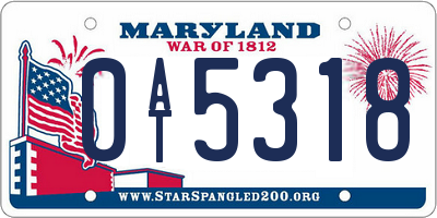 MD license plate 0AT5318