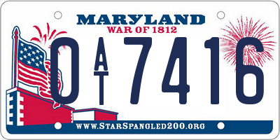 MD license plate 0AT7416