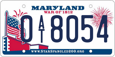 MD license plate 0AT8054