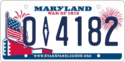 MD license plate 0AV4182