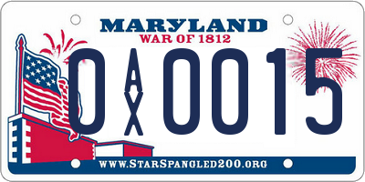 MD license plate 0AX0015