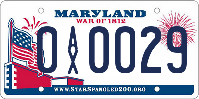 MD license plate 0AX0029