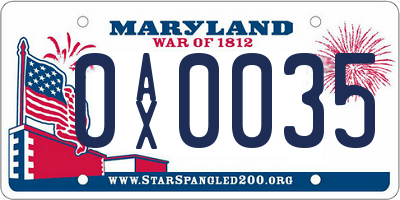 MD license plate 0AX0035