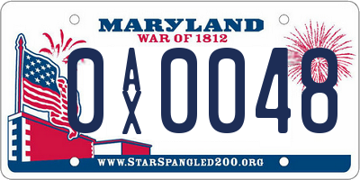 MD license plate 0AX0048