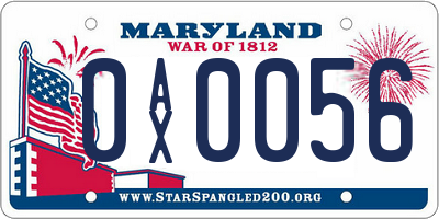 MD license plate 0AX0056