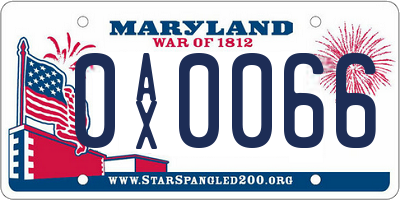 MD license plate 0AX0066