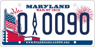 MD license plate 0AX0090