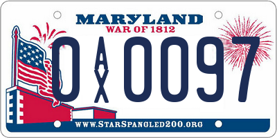 MD license plate 0AX0097