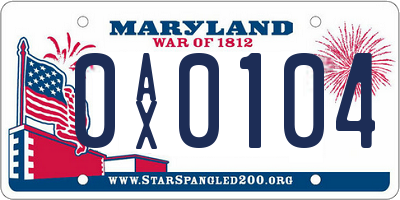 MD license plate 0AX0104