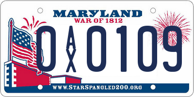MD license plate 0AX0109