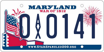 MD license plate 0AX0141