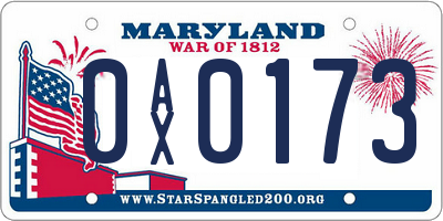 MD license plate 0AX0173