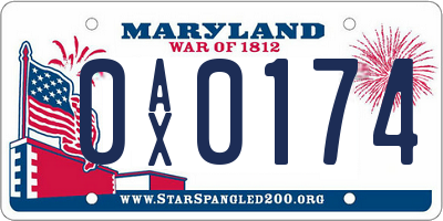 MD license plate 0AX0174