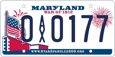 MD license plate 0AX0177