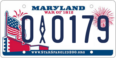 MD license plate 0AX0179