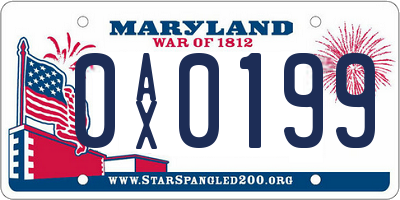 MD license plate 0AX0199