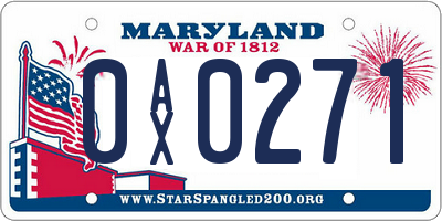 MD license plate 0AX0271