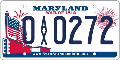 MD license plate 0AX0272