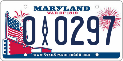 MD license plate 0AX0297