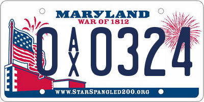MD license plate 0AX0324