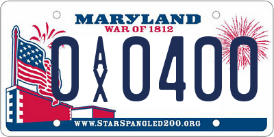 MD license plate 0AX0400