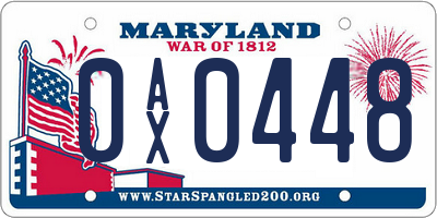 MD license plate 0AX0448