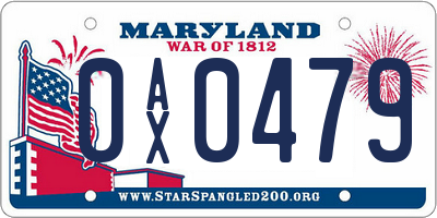 MD license plate 0AX0479