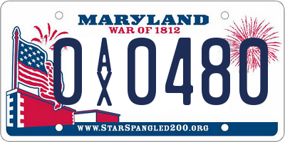 MD license plate 0AX0480