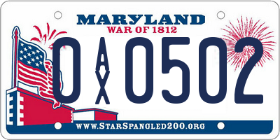 MD license plate 0AX0502