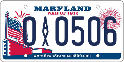 MD license plate 0AX0506