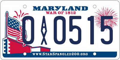 MD license plate 0AX0515