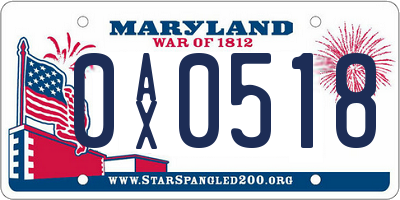 MD license plate 0AX0518