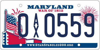MD license plate 0AX0559